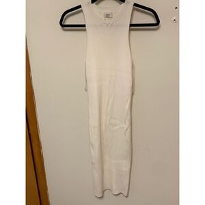 Wilfred Ribbed Knit Tank Dress Midi Cream White Sleeveless body con Size S